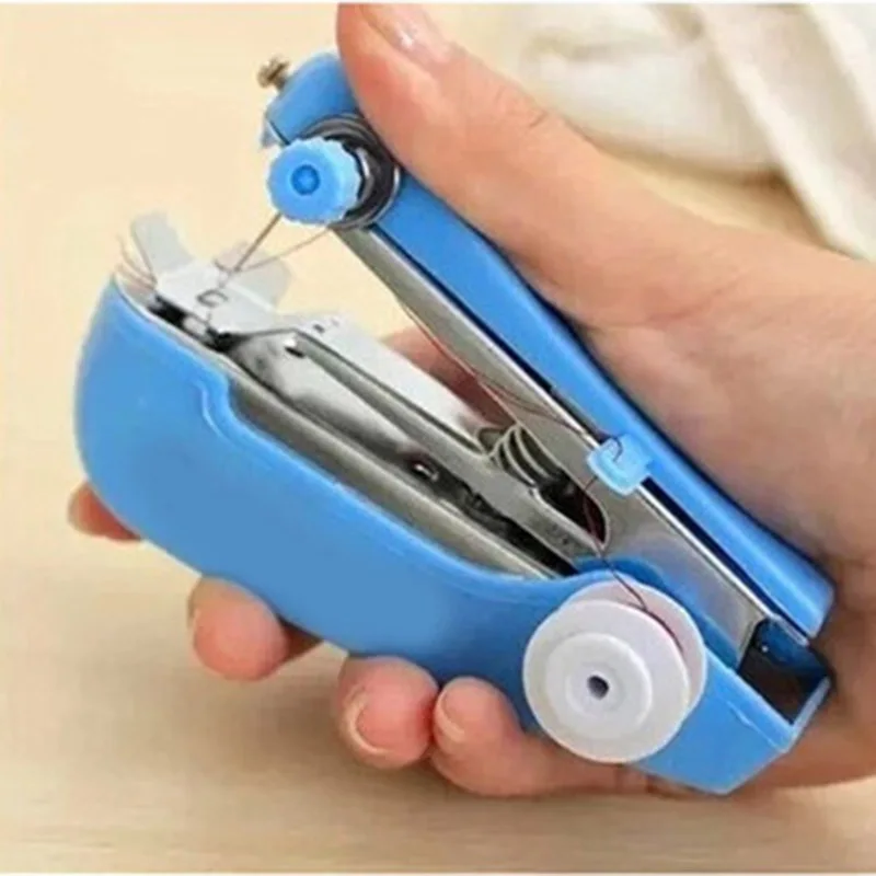 

Mini Sewing Machine Portable Manual Stitch Fabric Handy Needlework Tool DIY GV99