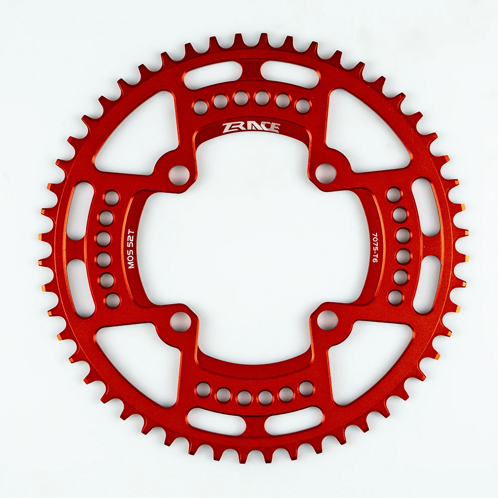 Red 52T ZRACE цепная цепь 40 T/42 T/44 T/46 T/48 T/50 T/52 T BCD104, узкий зуб AL7075 CNC, MTB/дорожный/складной велосипед/гравий-велосипеды - Цвет: Red 52T
