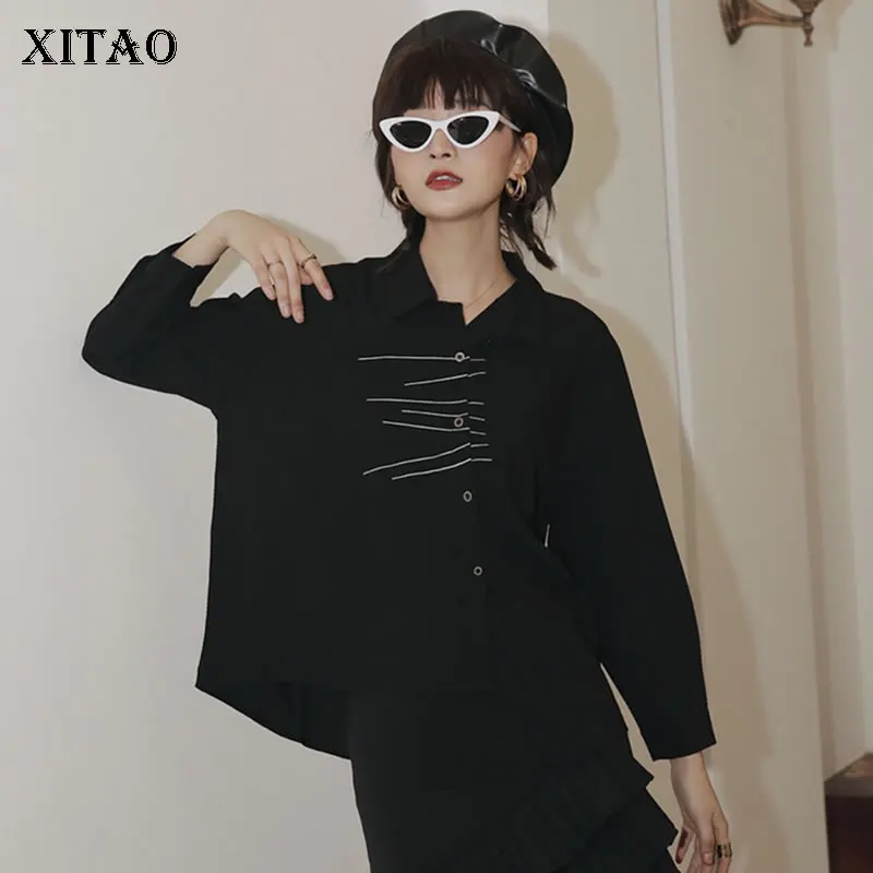 XITAO/Винтажные женские блузы с вышивкой тонкие Необычные корейские модные новые
