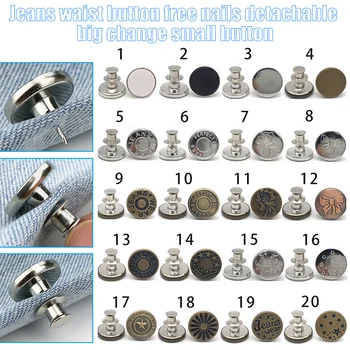 

10 Pcs/Set Casual Clothing Accessories Hebilla Cinturon Retractable Jeans Buckle Adjustable Removable Stapleless Metal Button