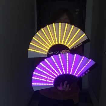 

Colorful Led Luminous Folding Fan Led Light Up Stage Performance Props Music Festival Party Event Led Illuminated Fan