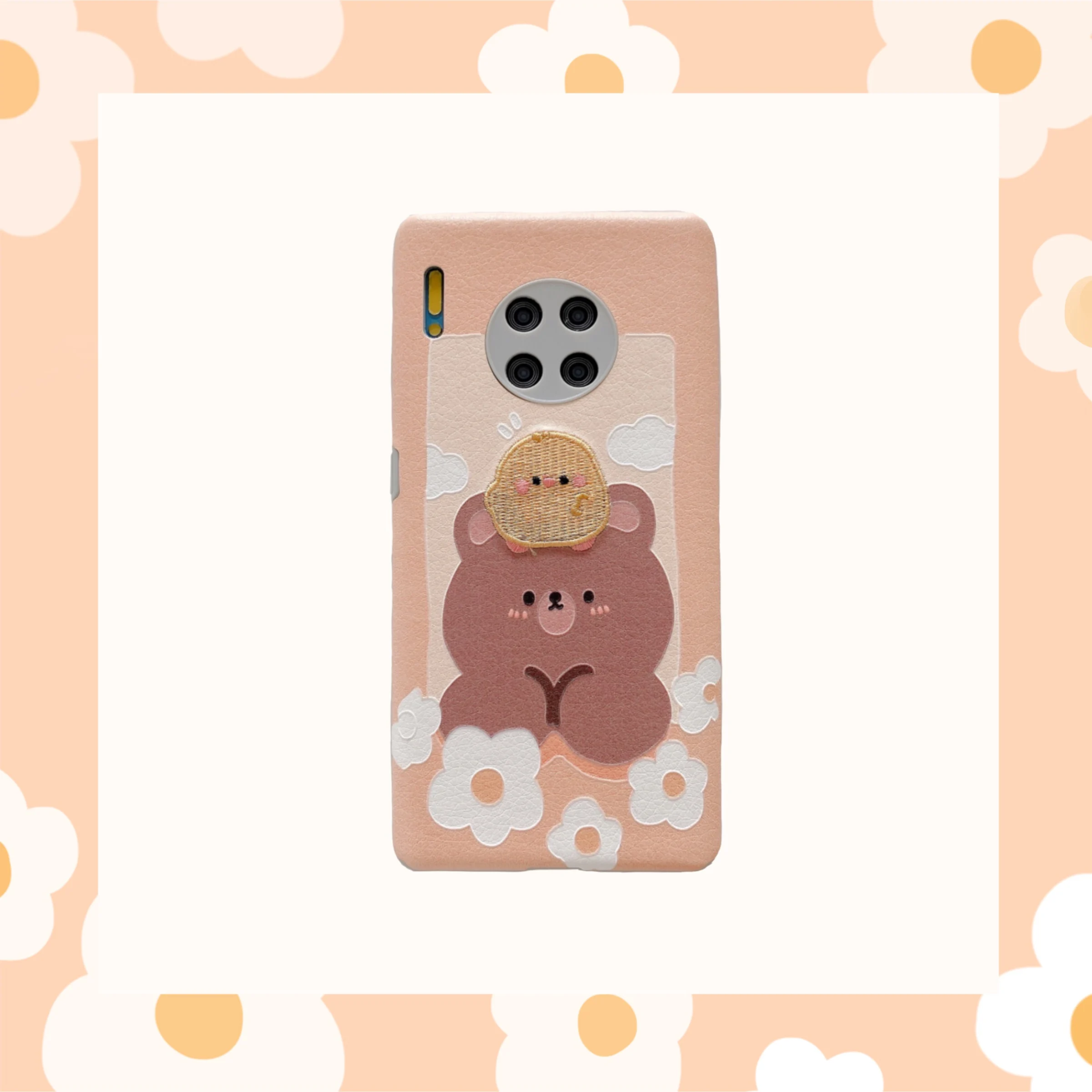 

For Huawei Mate 30 Pro Case 3D Embroidery Matte Beer Leather Phone Cover Case P40 P30 Pro Honor 30 Nova 5 6 7 SE Back Soft Cases