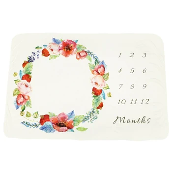 

Large baby milestone blanket soft wool newborn baby bath towel blanket baby stroller package photography props Red and blue garl