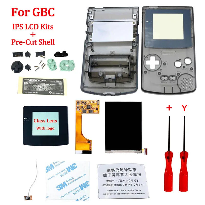 Kits com Estojo de Casca para Gba Tela com Pré-corte Escudo para Gbasp Habitação com Botões Backlight Console Ips v2 Lcd sp Mod. 1330039
