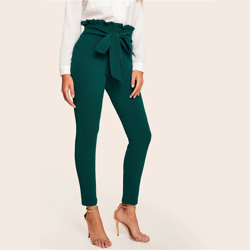 Bonjean/ осенние женские брюки с эластичной резинкой на талии, брюки-карандаш длиной до щиколотки, повседневные зеленые брюки, BJ1763