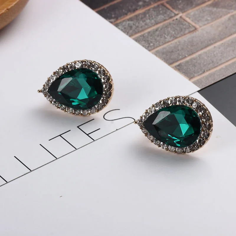 Женские серьги клипсы в форме капли с фианитом|Серьги-клипсы| |