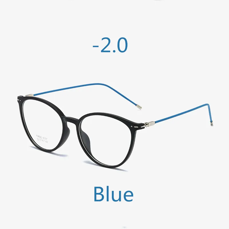 Elbru ультралегкие очки кошачий глаз для близорукости женские и мужские TR90 прозрачная оправа готовые очки для близоруких диоптрий-0,5~ 6,0 - Цвет оправы: Blue -2.0