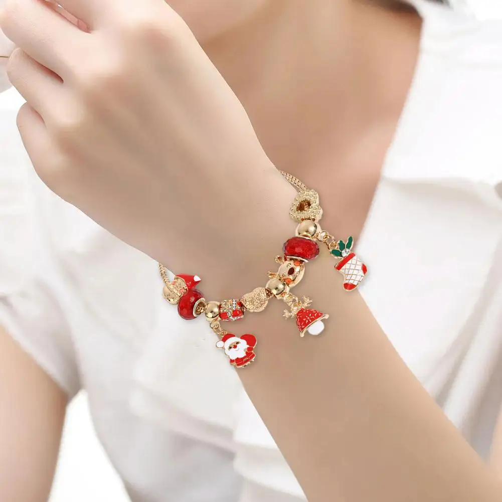Santa Bracelet Jingle Bell Bracelet Christmas Bracelets Women Bangle Bracelet With Christmas Charms Alloy Wrist Chain For Chri 2
