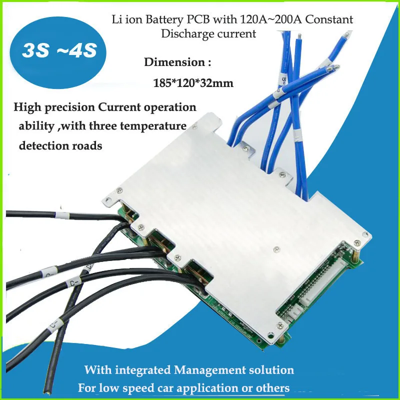 3S 12 6 V 4S 16 8 или 14 Lifepo4 батарея BMS с 120A до 200A постоянная разрядка тока для 12V конвертер