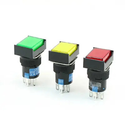 

3Pcs NO NC Light Sign Rectangle Momentary Push Button Switch AC 220V