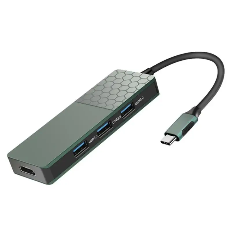 YC750 3 USB3.0+ HDMI концентратор 4K+ PD слот мульти тип-c адаптер док-станция из алюминиевого сплава высокоглянцевый акрил корпус с TF карт памяти - Цвет: Green