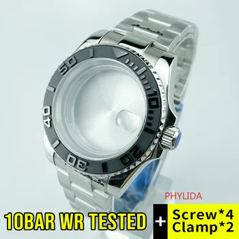 

10ATM Tested 40mm Black Bezel Watch Case Polished Center Stainless Steel Bracelet Fit Miyota8215 Yacht Master Style Watch