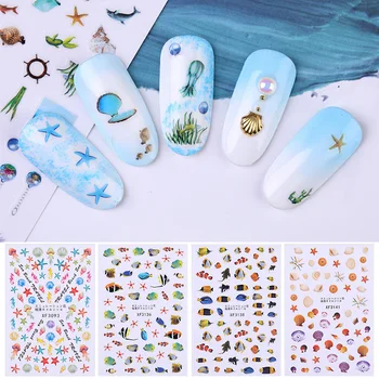 

1 Sheet 3D Nail Sticker Colorful Ocean Summer Beach Nail Art Transfer Stickers Nail DIY Design Decorations Accessories