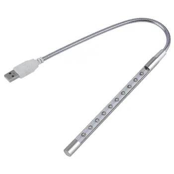 

New Mini Flexible 10 LEDs USB Light Computer reading Lamp for Notebook Laptop Computer Desktop PC Keyboard Wholesale