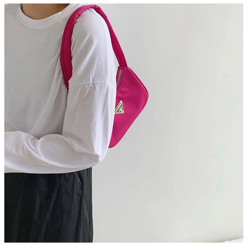Трендовая винтажная ретро модная дизайнерская Водонепроницаемая нейлоновая сумка, Женская Повседневная сумочка-багет, сумка на плечо для женщин, брендовый маленький клатч