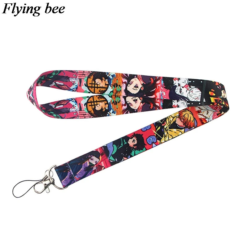 Flyingbee аниме брелок мультфильм милый телефон ремешок для женщин Модный на шею ID