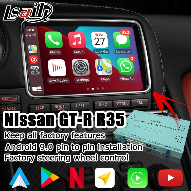 Андроид/carplay интерфейсный блок для Nissan GTR GT-R R35 2008-2010 с youtube waze опциональным Lsailt |