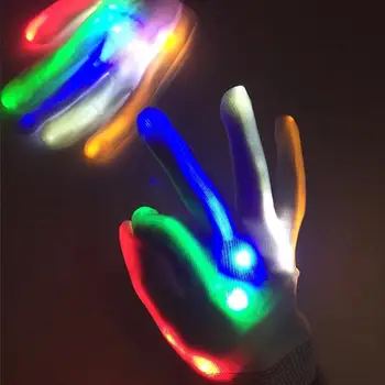 

2pcs LED Flash Gloves Colorful Glow Finger Glow in the Dark Light Up Gloves for Halloween Novelty Toy Children Decompression Toy