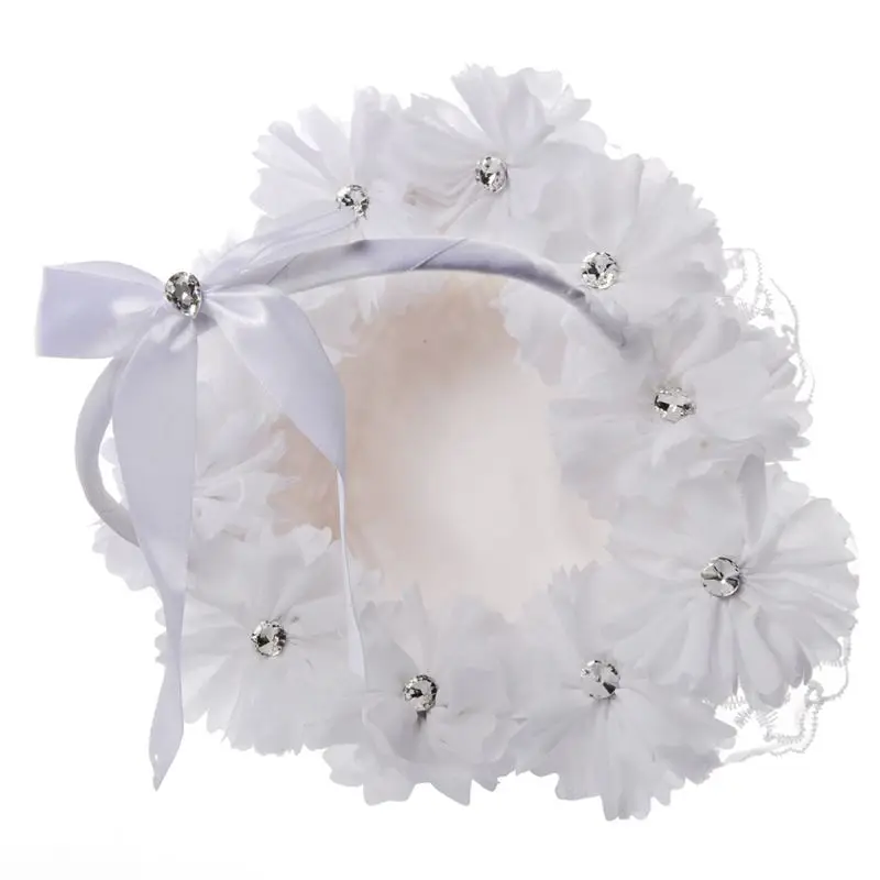 Romantic Basket Wedding Decor Collection Flower Basket Satin Rose Petals Holder for Wedding Party Decoration Rice color Heart-sh