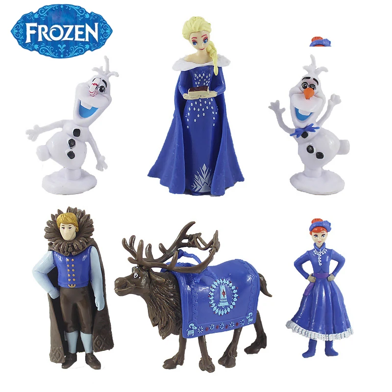 

6psc Frozen Princess Anna Elsa Kristoff Olaf Toy PVC Action Figures Model Anime Figure Toys for Children Girls Birthday Gifts