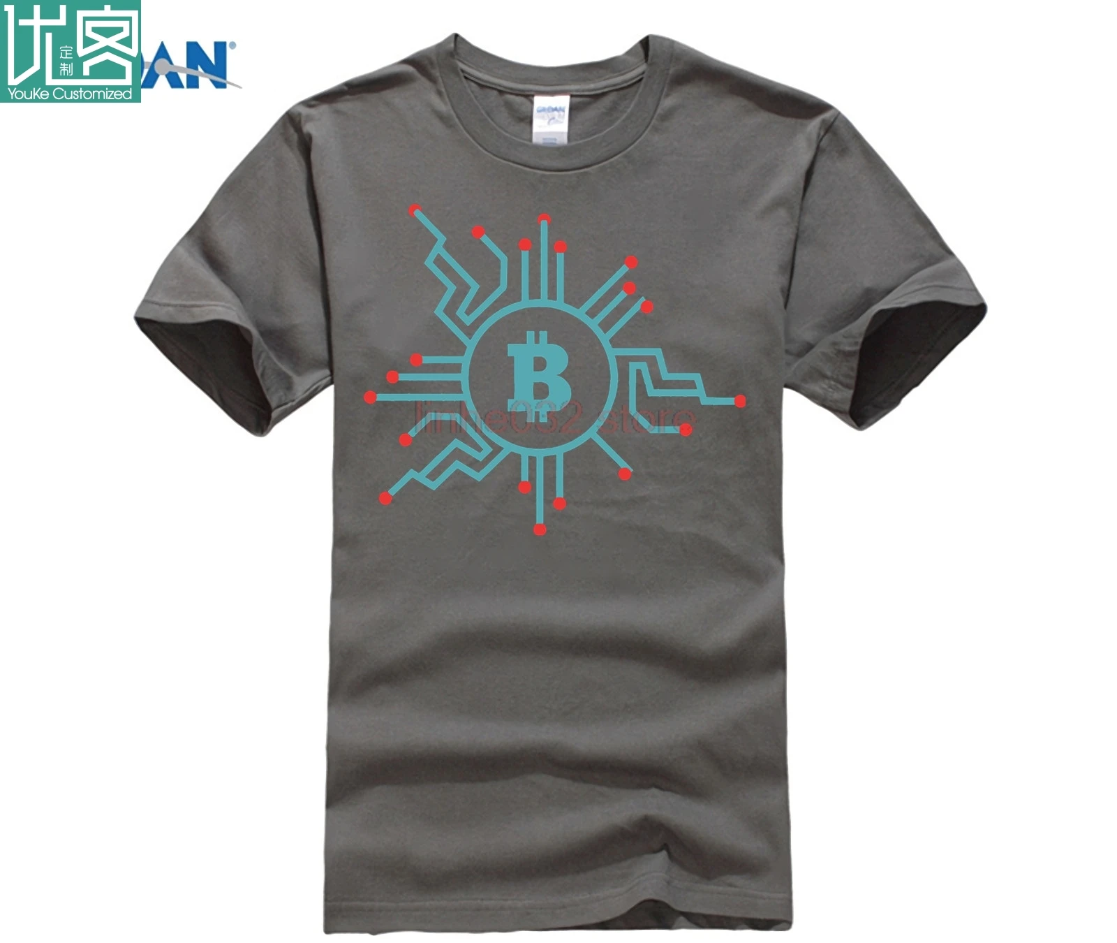 Дешевая мужская футболка с принтом Биткоин криптовалюты короткими рукавами