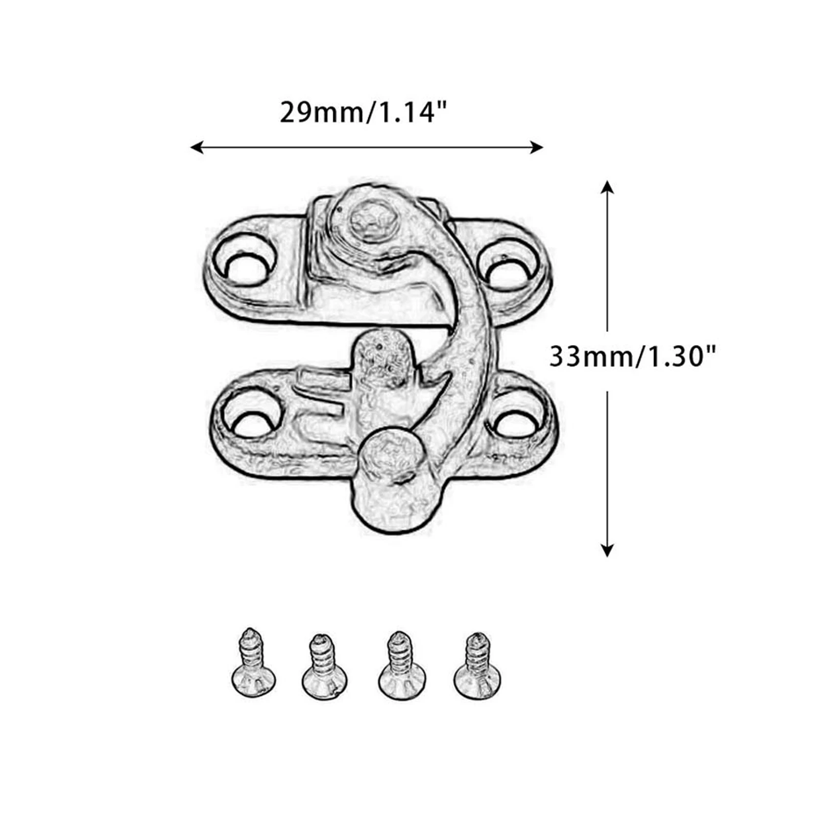 2pcs Antique Iron Padlock Latch Hasp Buckle Horn Catch Clasp Hook Lock For Mini Jewelry Box For Furniture Hardware 29*33mm