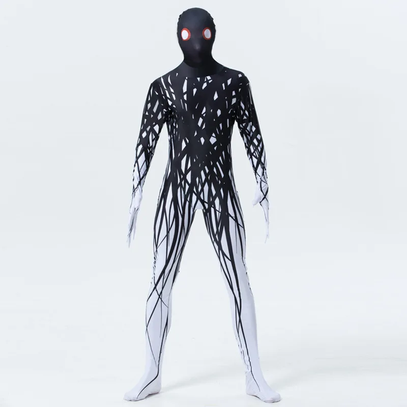 Хэллоуин черный призрак полная кожа подтяжки деформации одежда Zentai игры представление комбинезон для мужчин Косплей Аниме ролевые игры