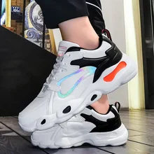 Студенческая трендовая спортивная обувь, мужская, низкая, отражающая, универсальная, Молодежная, на толстой подошве, противоскользящая, износостойкая, Мужская обувь для бега