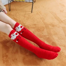 

Winter Fuzzy Slipper Socks For Women теплые носки высокие женские чулки Long Knee High Christmas Sexy Stockings sokken bas femme