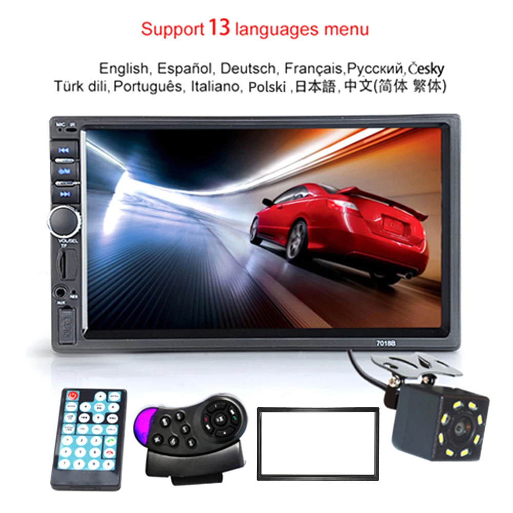 

Car Radio 2 Din HD 7" Touch Screen Stereo Bluetooth FM ISO Power Aux Input MP5 Player SD USB With / Without Camera 12V