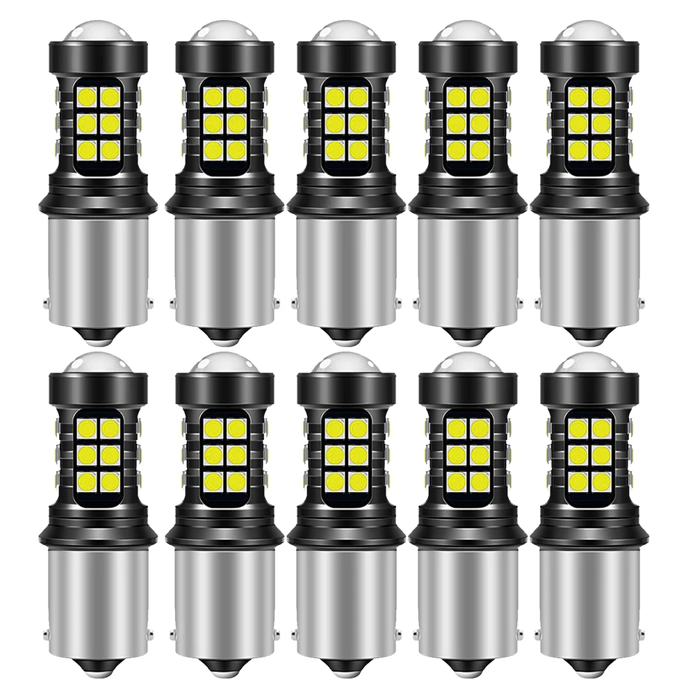 

10pcs White S25 1156 P21W BA15S LED BAY15D BAU15S PY21W T20 LED 7440 7443 W21W 3157 P27/7W 1157 led Bulbs For Turn Signal Light