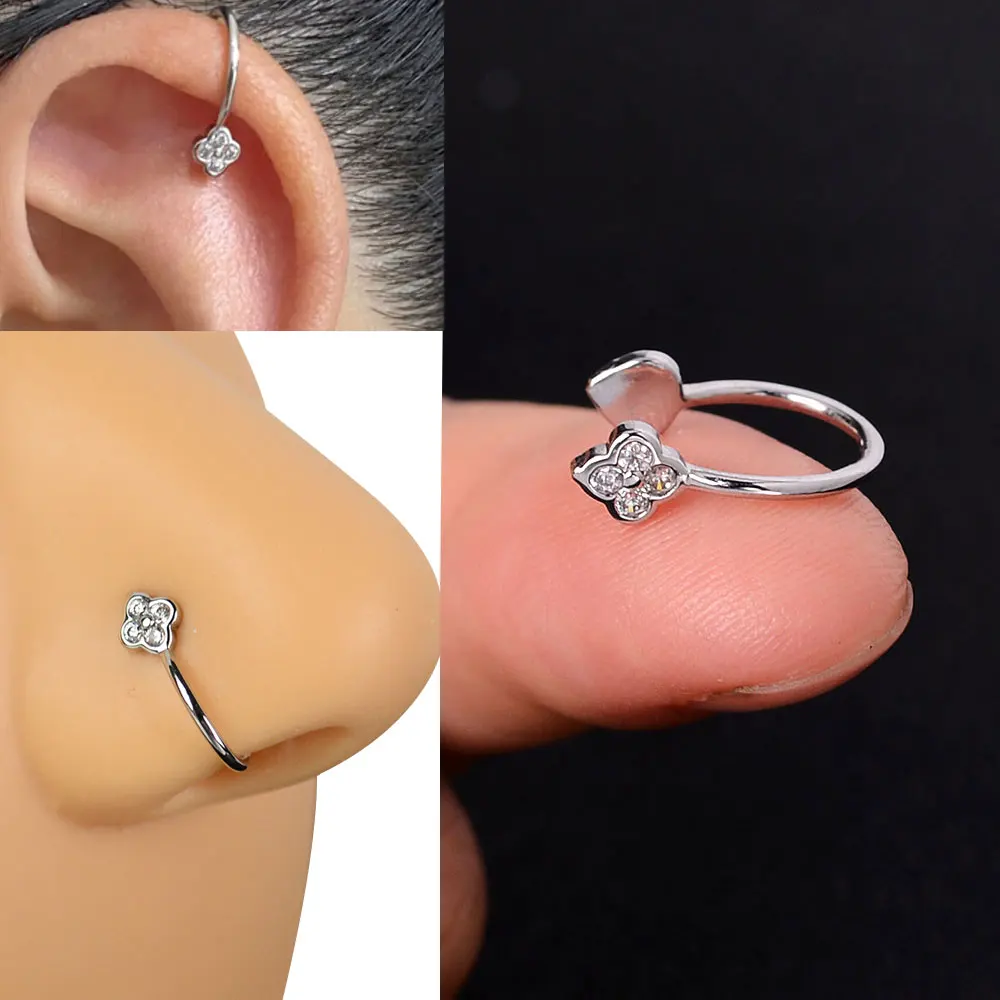 1 pz piercing al naso anello espansore segmento senza soluzione di  continuità orecchio naso cerchi color oro cz trago cartilagine orecchini  narice gioielli per il corpo - AliExpress, image size:1000x1000