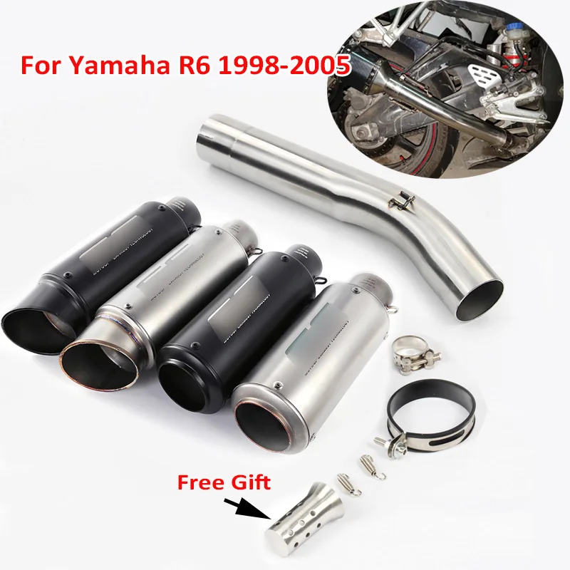 

R6 Motorcycle Exhaust Pipe Muffler Silencer Exhaust Connector Tube Slip on YZF-R6 Exhaust System for 1998-2005 Yamaha YZF R6