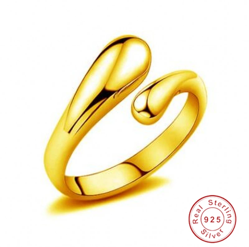 Женское кольцо из серебра 100% пробы регулируемое в виде капли воды|Кольца| |
