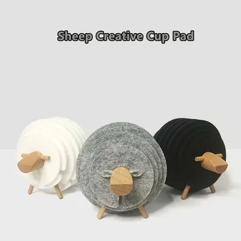 

Creative Sheep Shape Anti Slip Drink Coasters Insulated Round Felt Cup Mats Funny Felt Cups Mugs Mats Housewarming Gifts