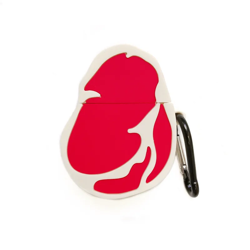 

Cute Pork belly steak Keychain Silicone Bluetooth Wireless Earphone Case For Apple Airpods Protective Cover Keyring
