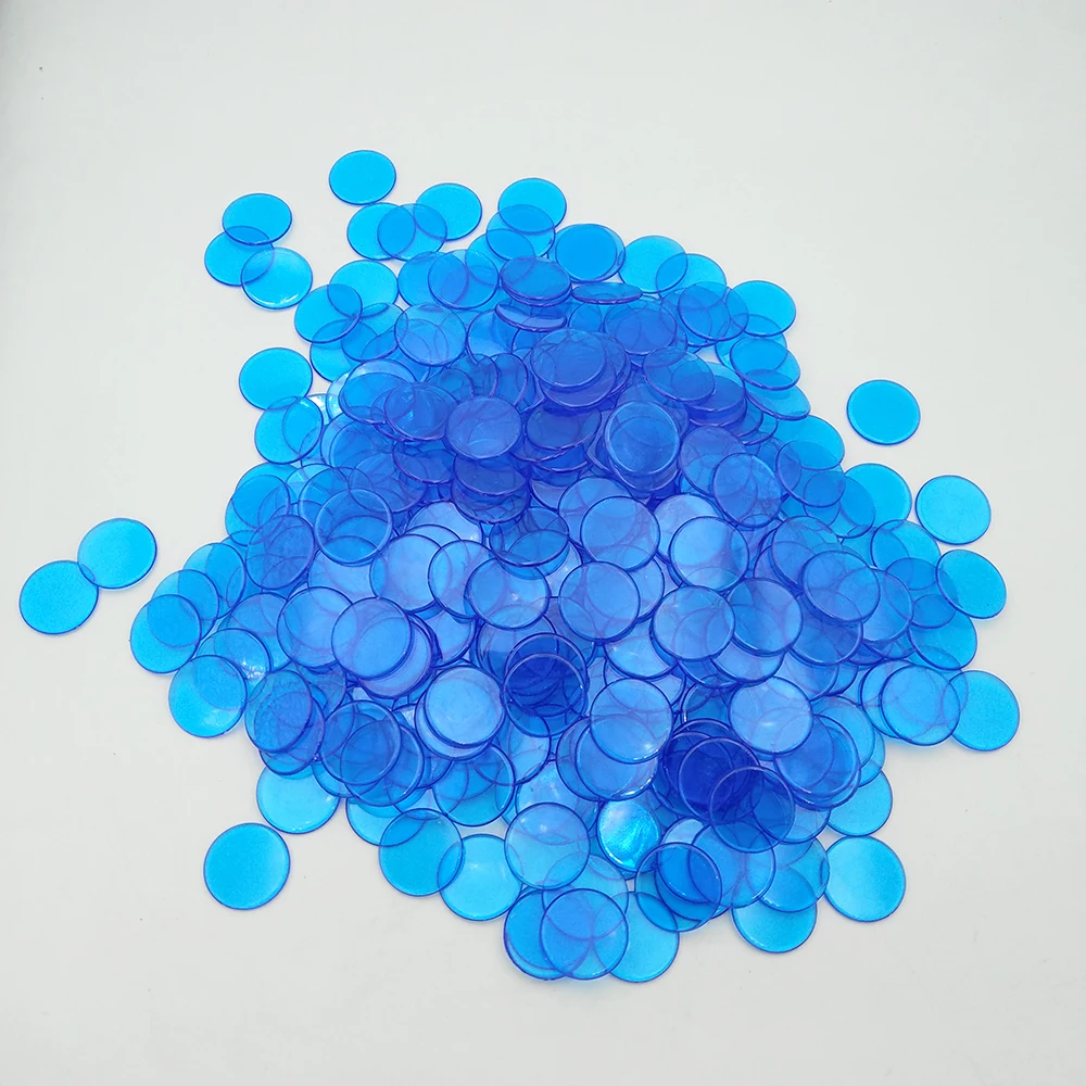 100pcs 19mm Transparent Counting Bingo Chips Colored Plastic Counters for Classroom Children and Carnival Games
