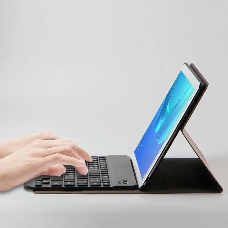 Чехол подставка из искусственной кожи со съемной Bluetooth клавиатурой для Huawei MediaPad M5