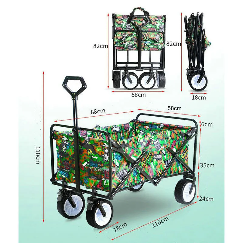 Портативная Тележка для покупок может загружать 100 кг, складная садовая уличная Парковая тележка, EVA колесная походная тележка