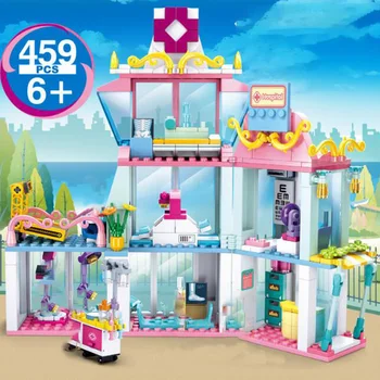 

For Friend Girl City Street View House Physical Examination Car Medical Center Helicopter Model Building Block Education Kid Toy