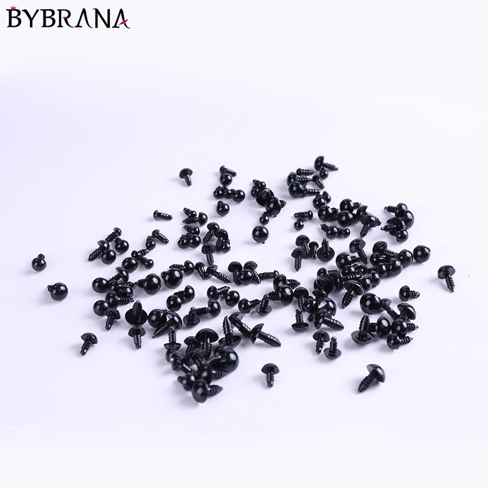 Bybrana 100 шт. 6 16 мм черные пластиковые безопасные глаза для медведя Тедди Мягкие