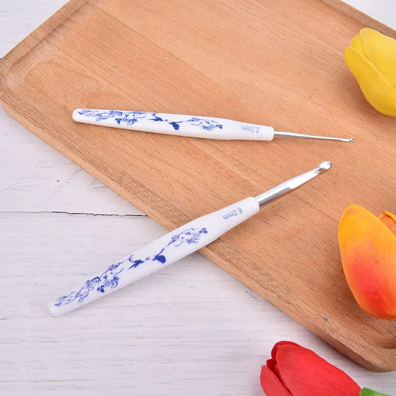 9Pcs Ceramic Handle Alumina Crochet Hooks Knitting DIY Crochet Hooks Needles Set For Weave Sewing Needles Tool 2-6mm Crochet