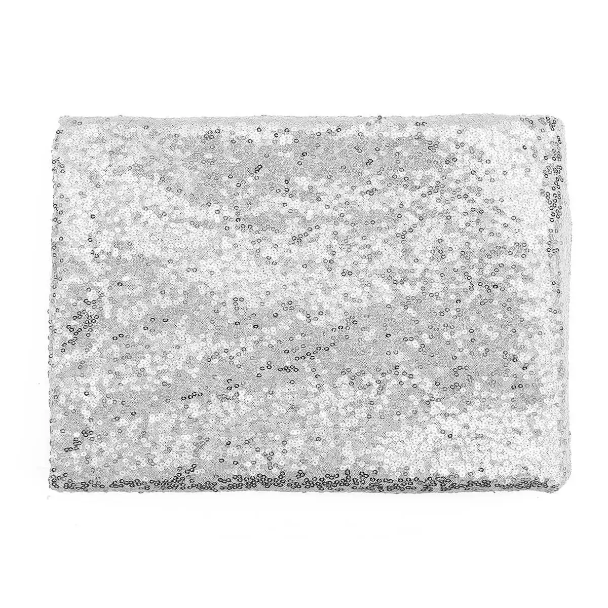 Скатерть с блестками, блестящая скатерть 120x270 см, прямоугольная скатерть для стола, покрытие для свадебного фона, вечерние, банкетные, домашний декор - Цвет: Silver