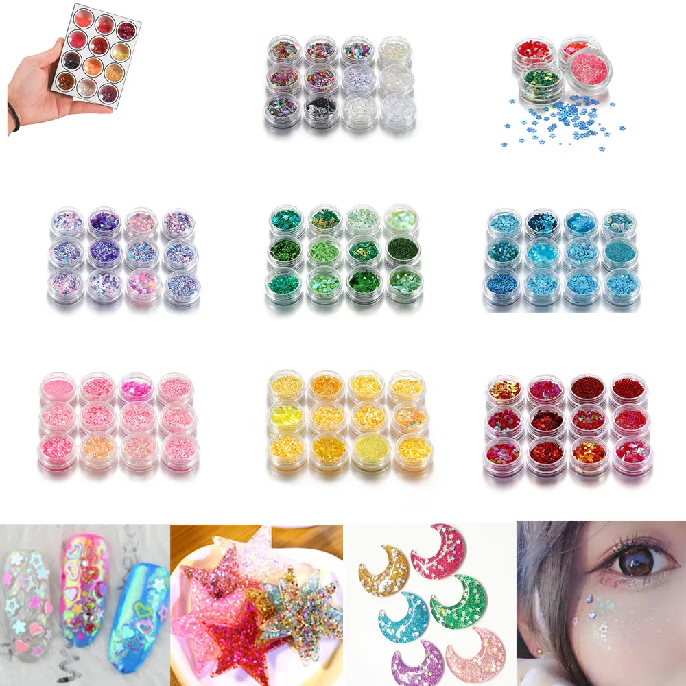 

12Bottles Resin Jewelry Fillings Irregular Glitter Sequins Decoration Epoxy Molds for DIY Craft Accessories Nail Art Eye Makeup