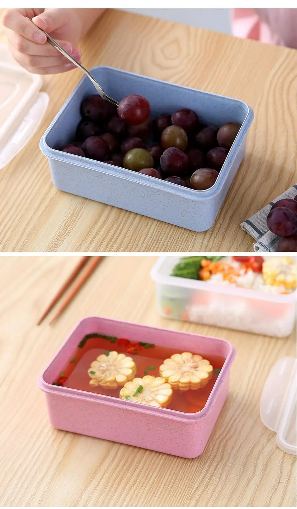Прямоугольные пластиковые Кухонные контейнеры для хранения продуктов, ящик для хранения холодильника с крышкой, износостойкий и устойчивый к падению