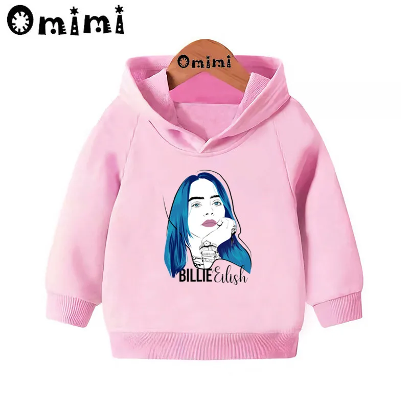 Детские толстовки Billie Eilish в стиле хип-хоп детские толстовки с капюшоном пуловер для малышей Топы для маленьких девочек и мальчиков, осенняя одежда KMT5265