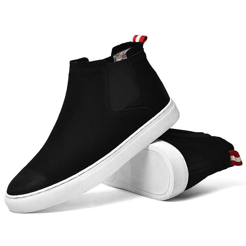 Winter Mens Ankle Flat Fashion Cow Suede Chelsea Boots Men New Designer Black Botas Botines Bottes Homme Bottine men chelsea boots