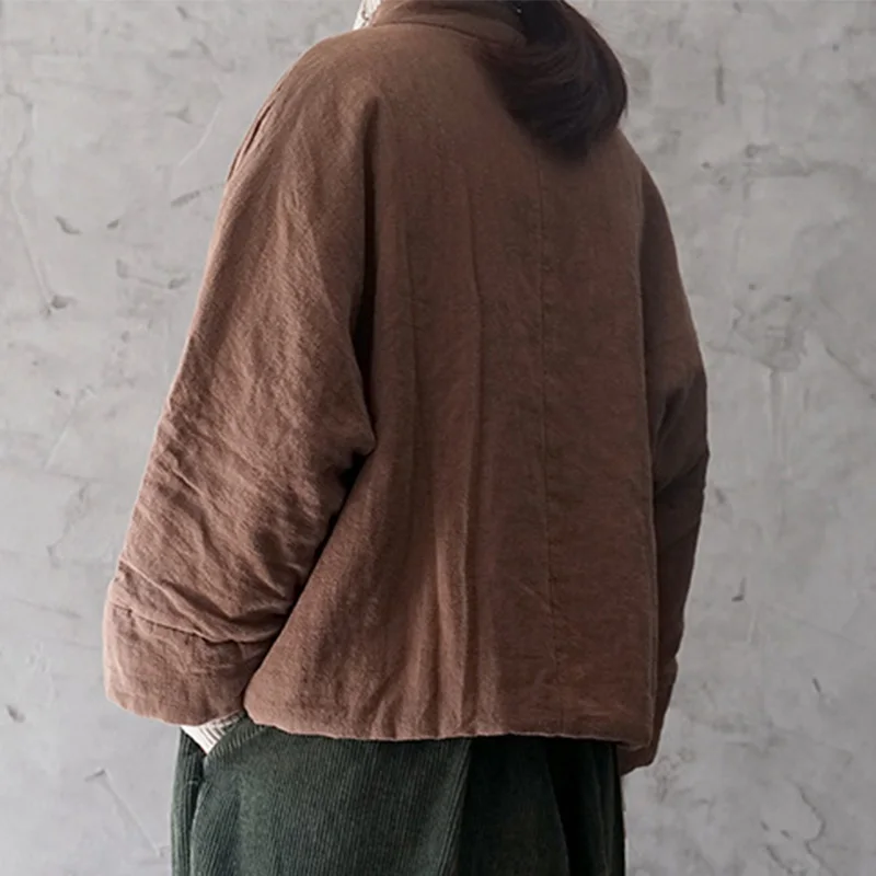 SCUWLINEN Женская парка осенне-зимняя куртка женская винтажная утепленная Свободная верхняя одежда с хлопковой подкладкой P126