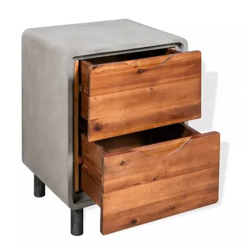 

Industrial Nightstand Bedstand Home Furniture Night Table Bedside Cabinet Filing Storage Cabinet With 2 Acacia Wood Drawers