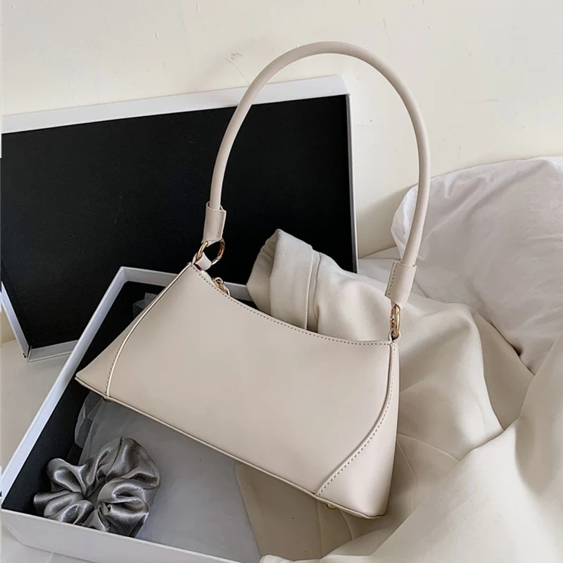 

Burminsa Summer Soft Zipper Undearm Shoulder Bags For Women High Quality Ladies Hand Bags PU Leather Female Baguette Bags 2020